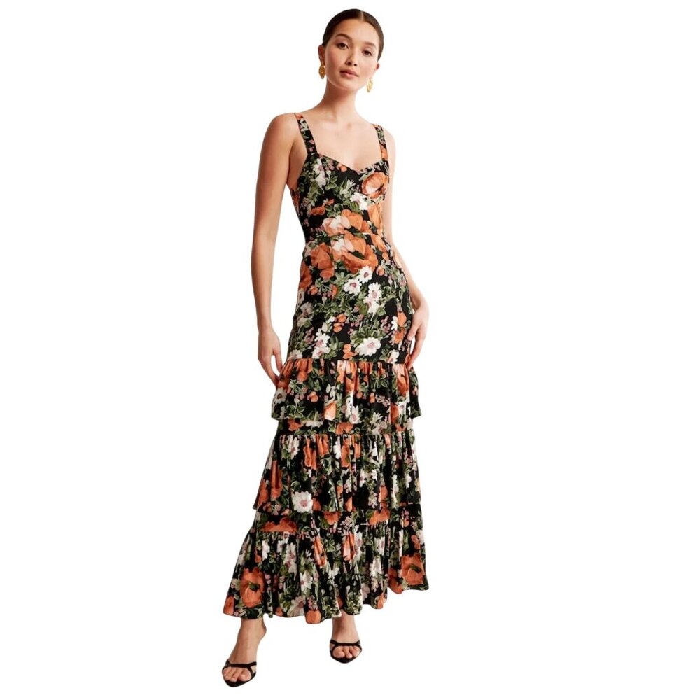 Abercrombie & Fitch Ruffle Tiered Maxi Dress Size Medium - Picture 4 of 10